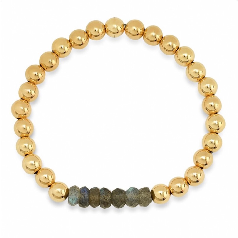 Gold beaded bracelet with labradorite